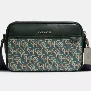 COACH Graham Crossbody Bag with Monogram Print (Green)